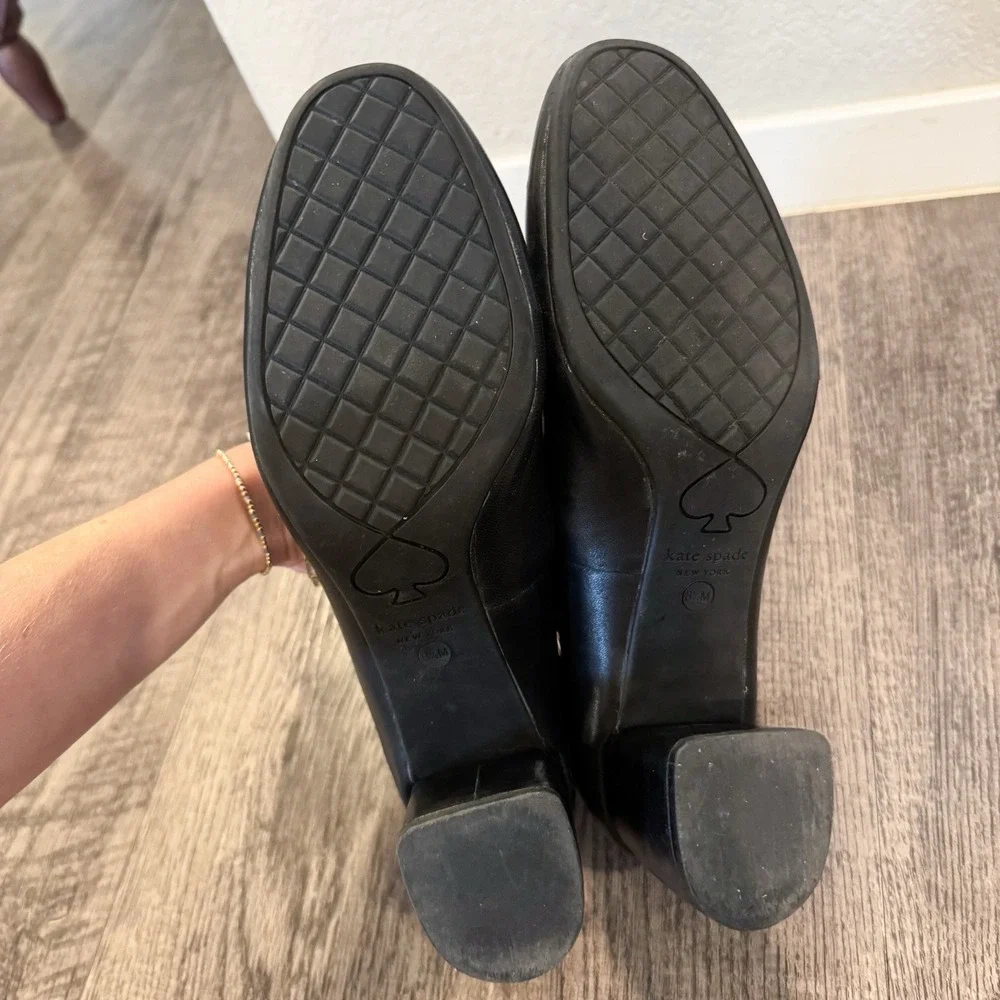 Kate Spade Loafers‎ Women's 8.5 M Loafer Heels Black Leather